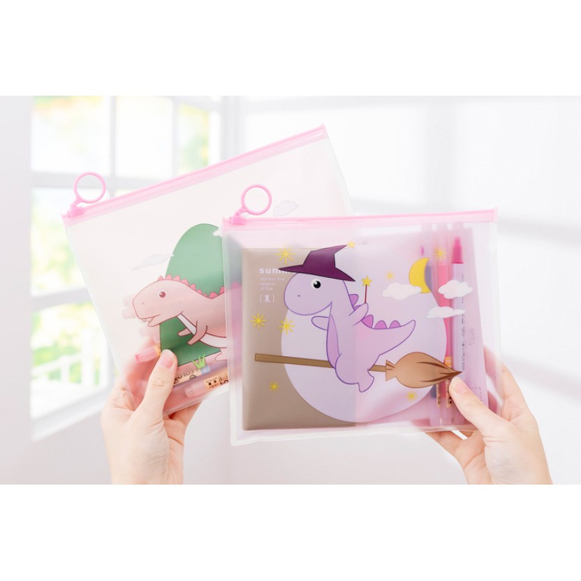 Wadah Serbaguna Zipper Bag DINOSAURUS Lucu / Tempat Penyimpanan Multifungsi Motif DINOSAURUS Imut