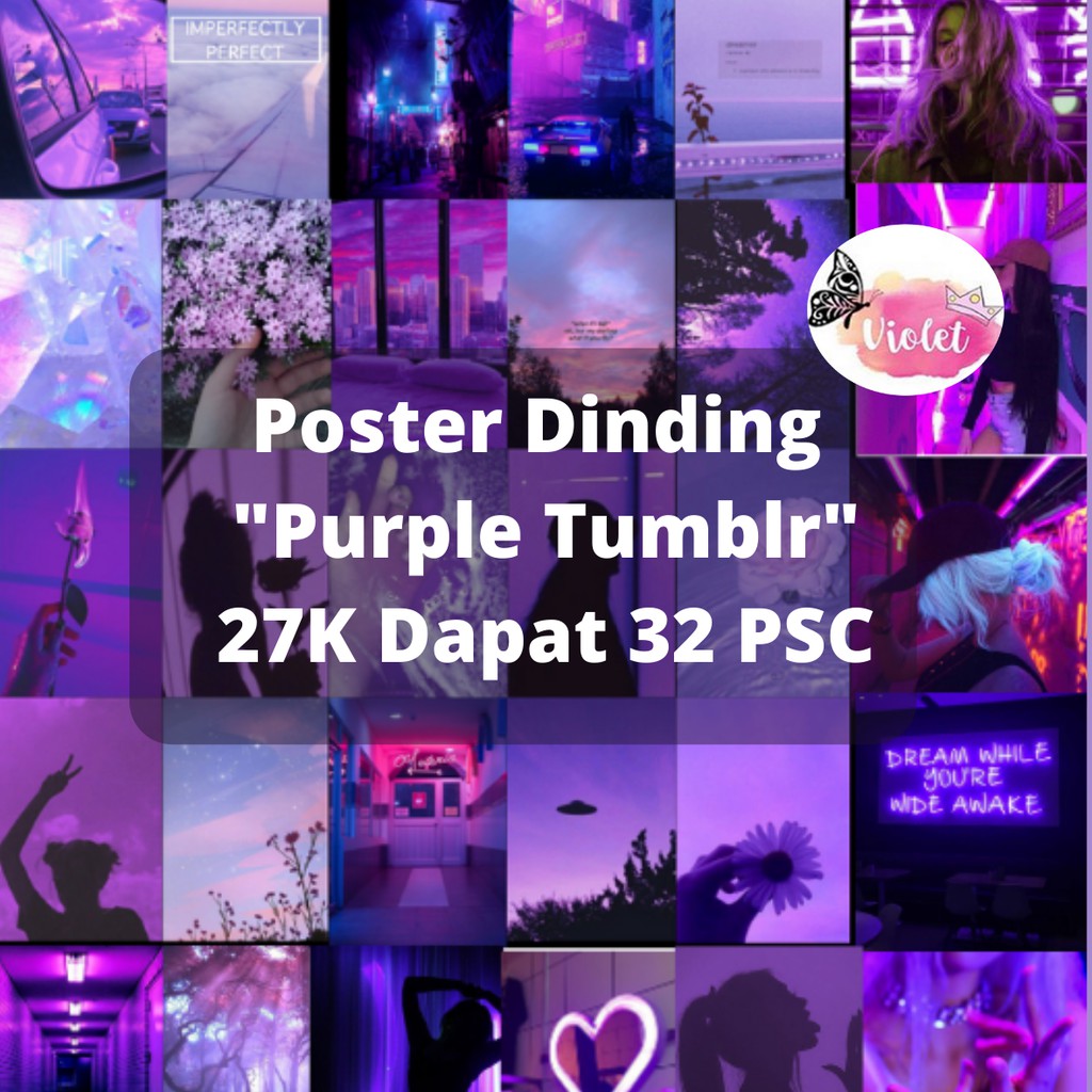 36Psc POSTER DINDING ESTETIK WALLPAPER UNGU Shopee Indonesia