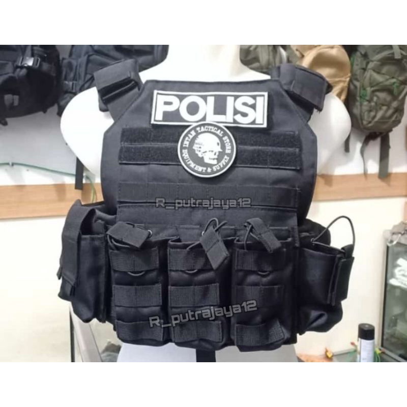 Rompi Tempur Hitam TNI Polri Body Vest Blackmamba Quick Release