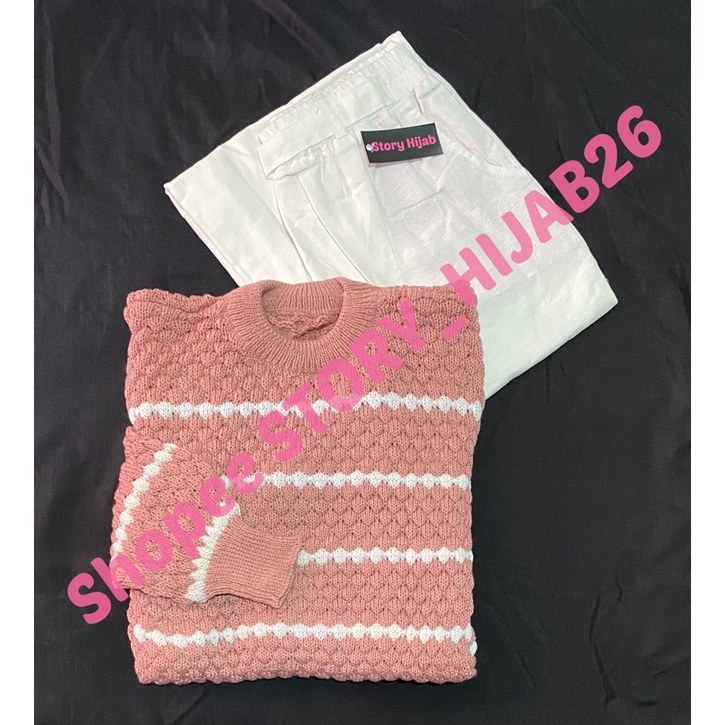 CHESSY SET + KESSIE SET  ( ATASAN + CELANA ) / BEST SELLER / BISA COD-Dusty - white