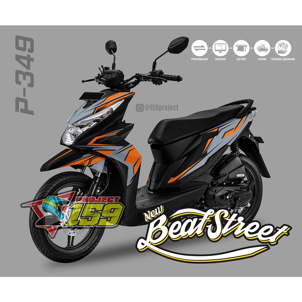Stiker Motor Beat Street 2017 - P-349 Negative Orange Livery
