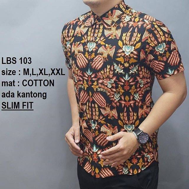 Ada Saku KEMEJA SLIM FIT PRIA BATIK SLIMFIT REAL PICT ORIGINAL BAJU MERK LUIGI BATANI LBS103