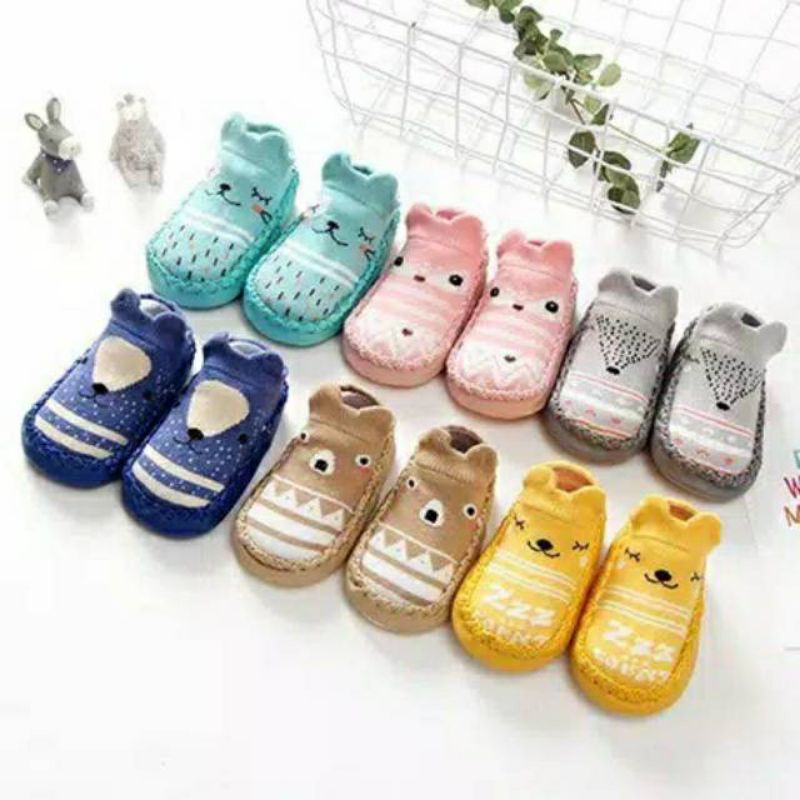 ~ PIYOSHI08 ~ Sepatu Bayi Prewalker Anti Slip Kaos Kaki Anak Import Motif Hewan Lucu MA75