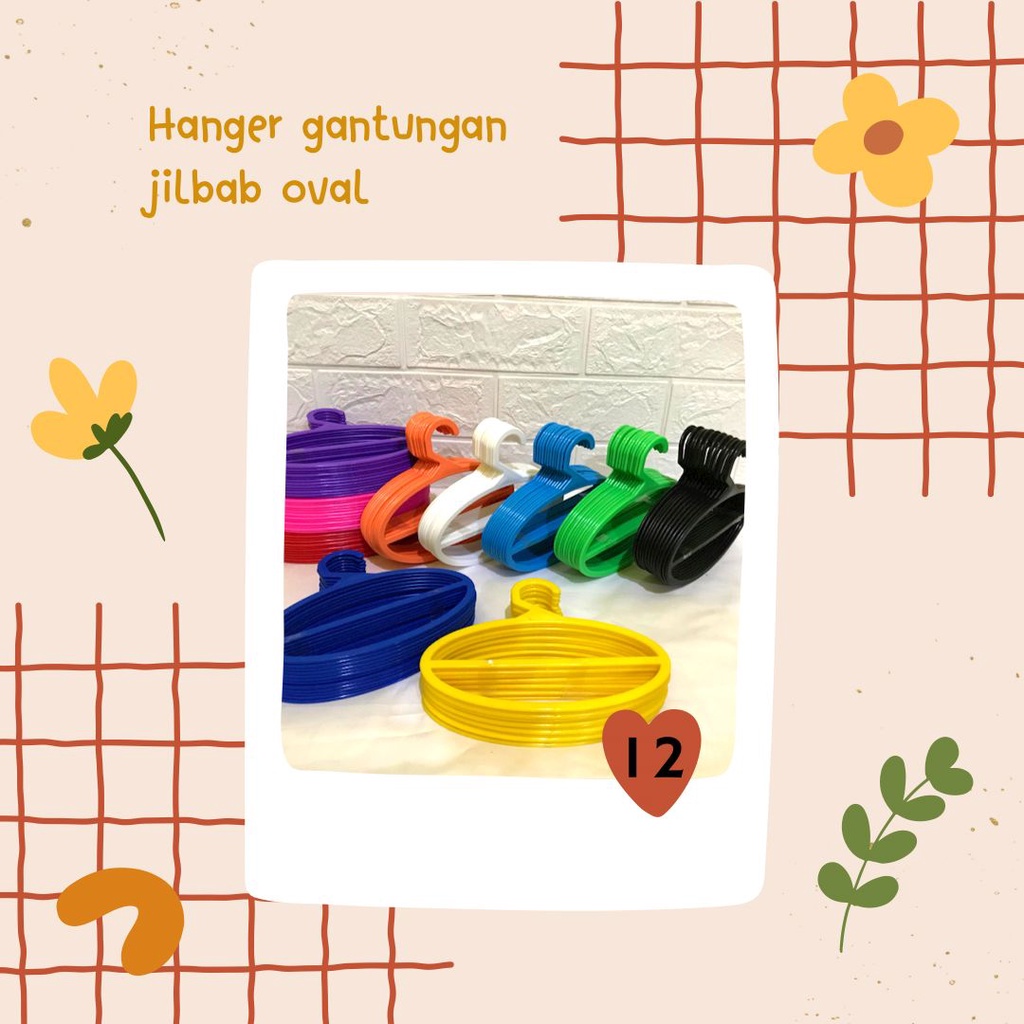 Hanger gantungan Jilbab Hijab Oval perlusin Premium Warna Lengkap