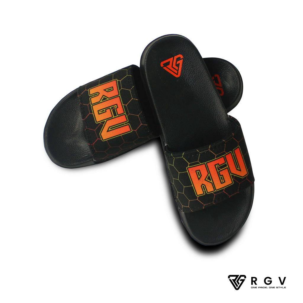 RGV - SANDAL PRIA DAN WANITA SLIDE SLIP ON SENDAL ANTI LICIN RINGAN SELOP HEXAGON ORANGE