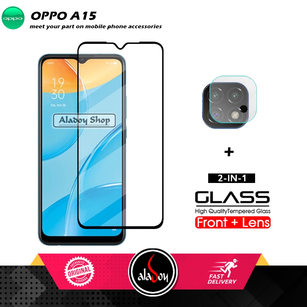 Tempered Glass Oppo A15 PAKET 2 IN 1 Tempered Glass Layar dan Tempered Glass Camera