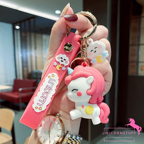 Gantungan Unicorn dengan Motif Bintang Tas Sekolah Kunci Anak Cewek bag Perempuan