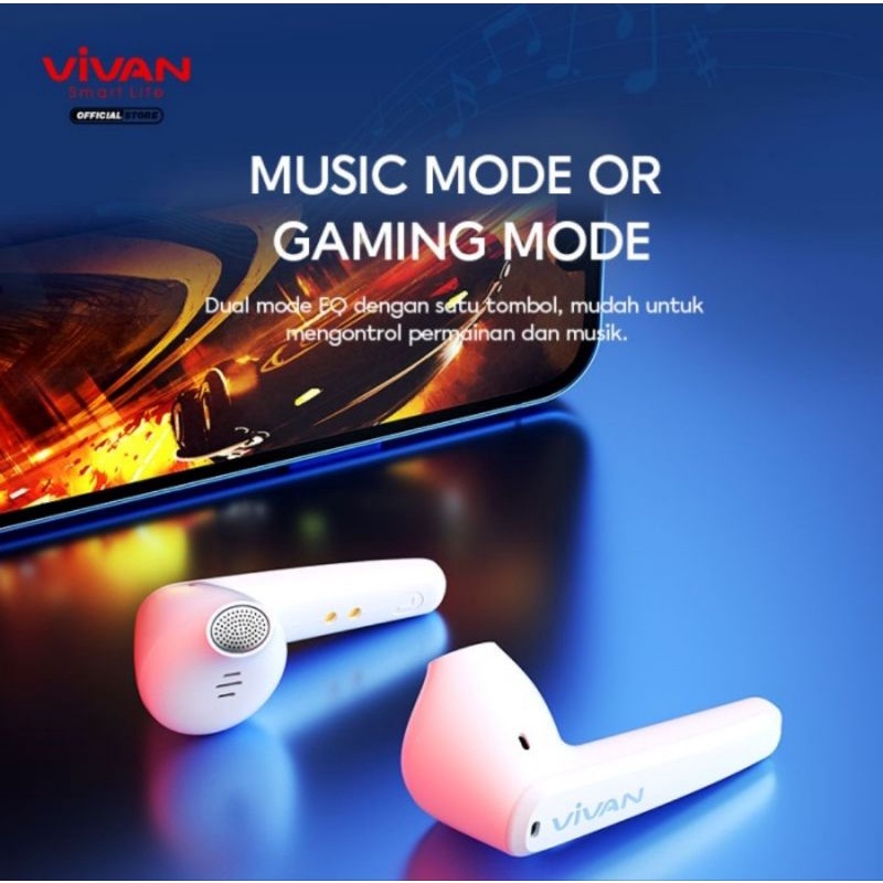 VIVAN TWS Earphone Gaming Bluetooth Liberty T260 Earbuds Headset