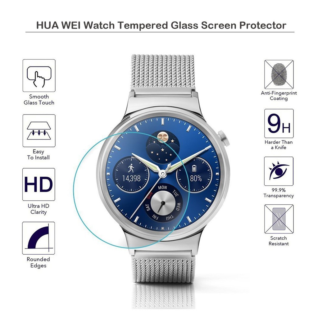 Tempered Glass Screen Protector for Huawei Watch W1 9H