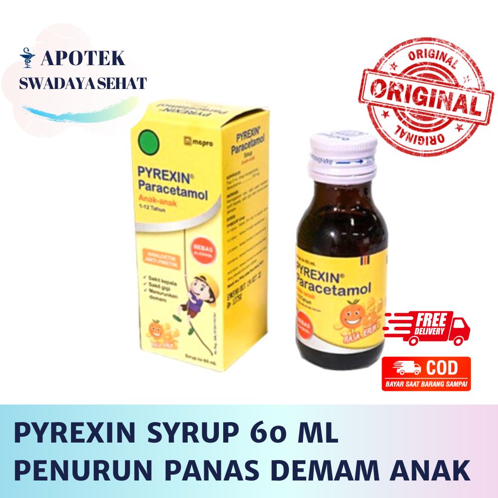 PYREXIN Syrup 60 ML Paracetamol Anak - Obat Penurun Demam Sakit Kepala Parasetamol Pireksin Pirexin