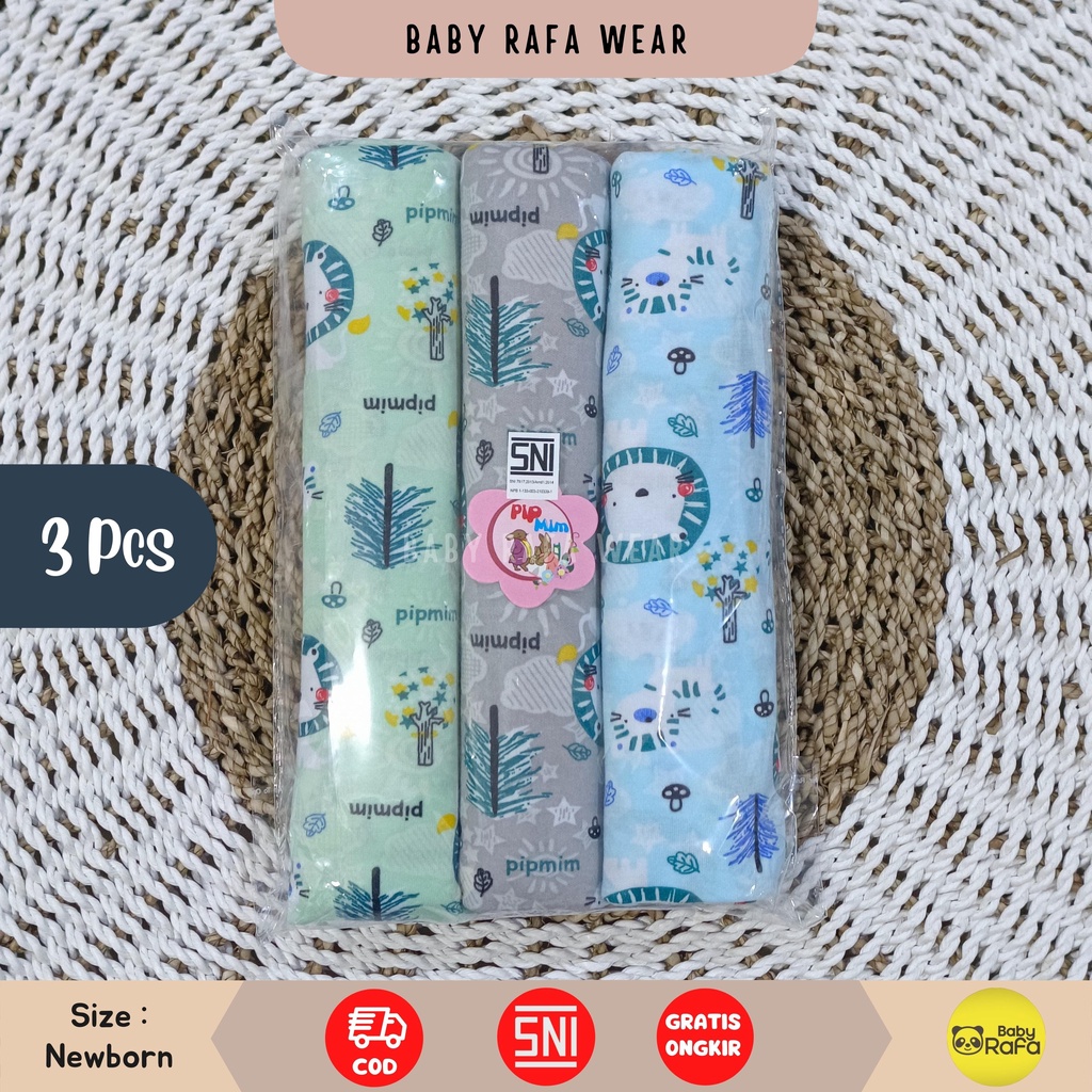 3 pcs Bedong Bayi Motif Premium Boy and Girl merk Pip Mim SNI