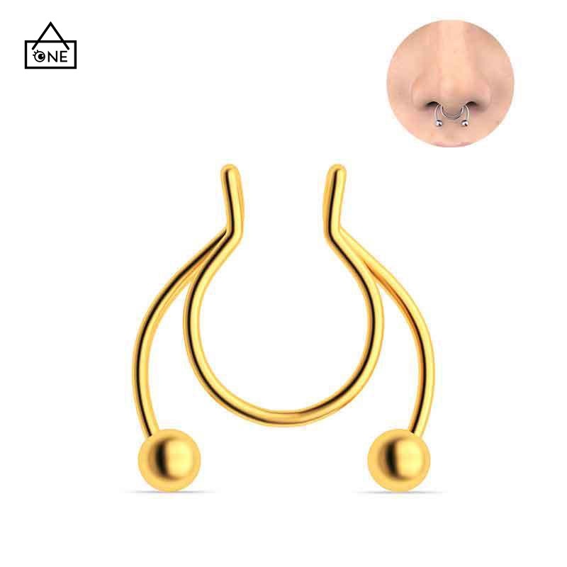 COD❤Tindik Cincin Hidung Palsu Tahan Karat Septum Magnetik U Bahan Cincin Tindik Hidung Unisex A one