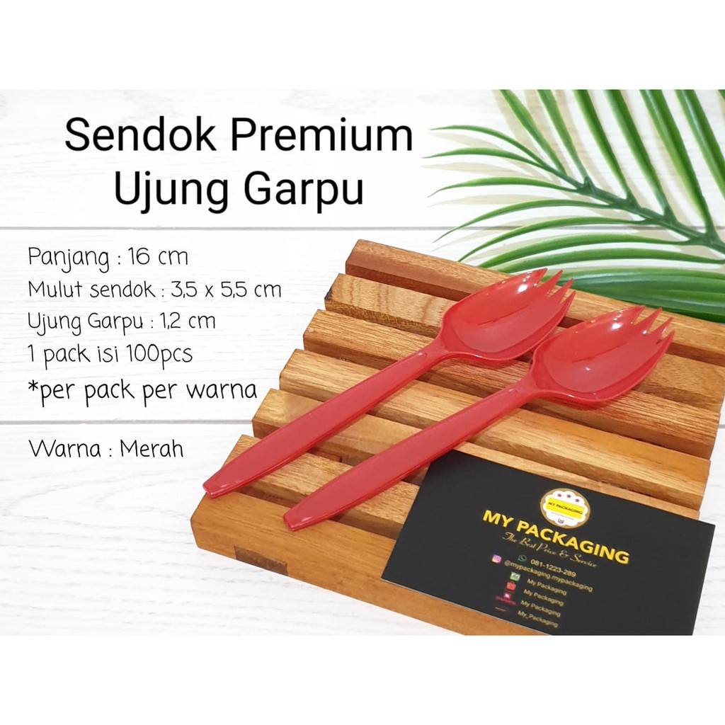 NEW !!! Sendok Plastik Ujung Garpu PREMIUM 100pcs