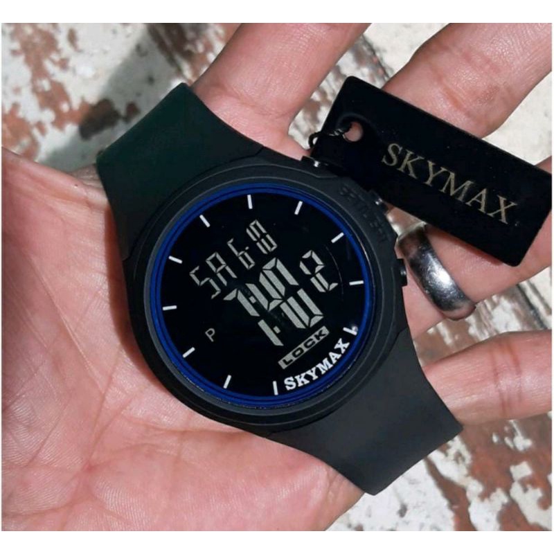 Jam Netizen Jam Tangan Skymax Jam Tangan Pria Tahan Air Menyelam Jam Tangan Couple Sepasang Free Baterai Box Analog Baterai Jam Tangan Waterproof-Bulat biru