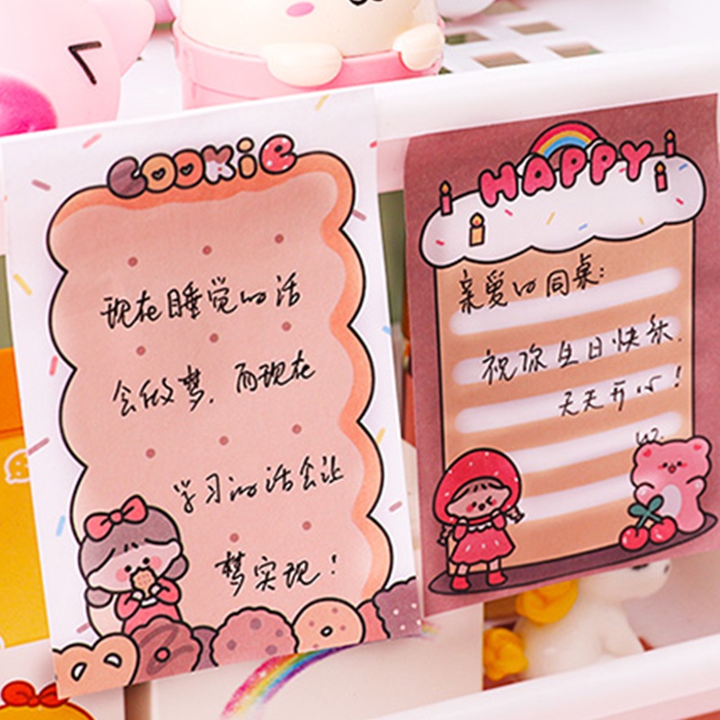 80 Sheets Mini Cartoon Bear&amp;Girl Series Sticky Notes Student Lovely Notepad