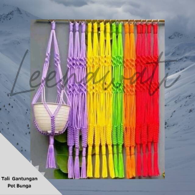 GANTUNGAN pot bunga  /hiasan dinding/tali macrame /tali kur cabang 4