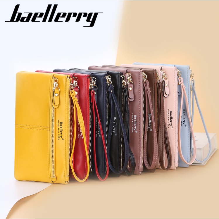 BAELLERRY Dompet Wanita Panjang Clutch Dompet Handphone Kulit PU BLY52