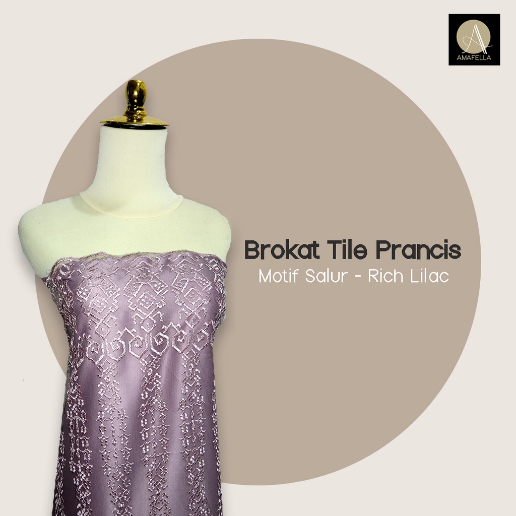 1/2 meter Kain Brokat Tile Prancis Bahan Kebaya Motif Salur