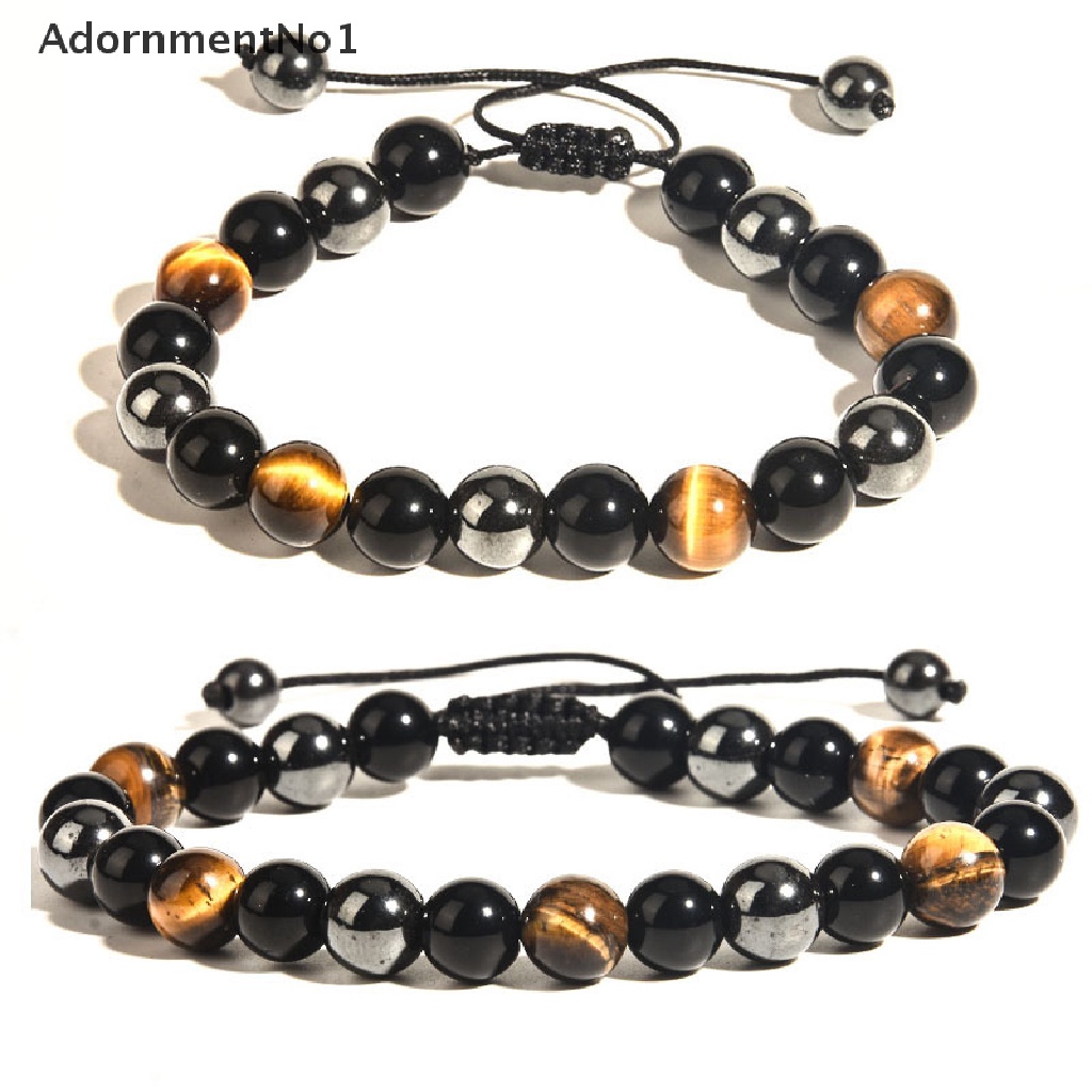 (AdornmentNo1) Gelang Tangan Manik-Manik Batu Obsidian Tiger Eye Natural 8mm / 10mm Untuk Pria / Wanita