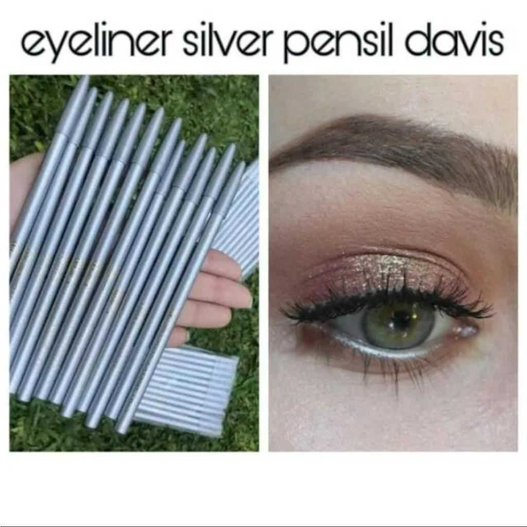 Pensil Alis Davis Putih &amp; Silver / Eyeliner Pensil Davis / Nail Silver Davis