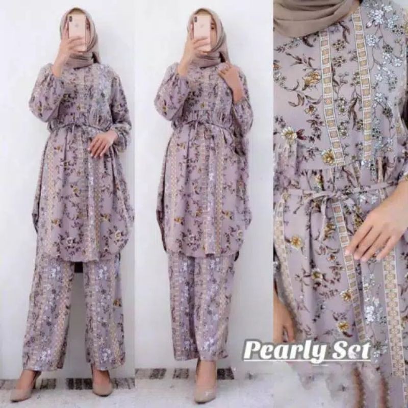 PEARLY SET+SETELN TUNIK KATUN MONALISA-ONE SET