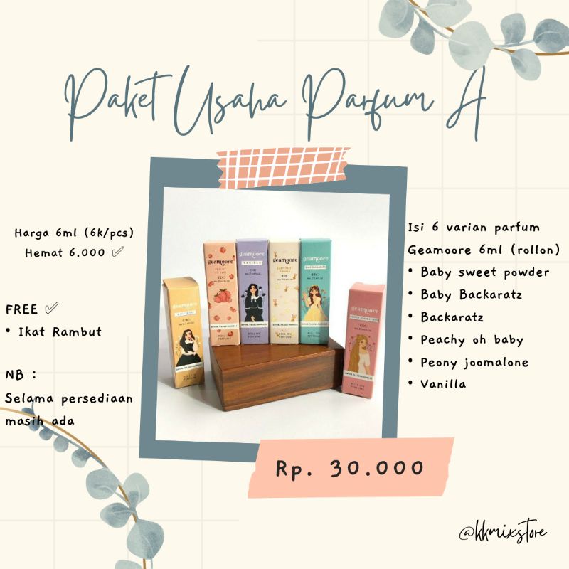 PAKET USAHA Parfum Geamoore 6ml dan 30ml. READY STOCK