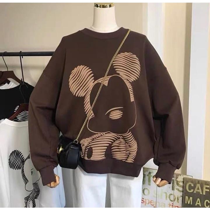 crewneck wanita MICKY MOUSE _sweater oblong_korean style