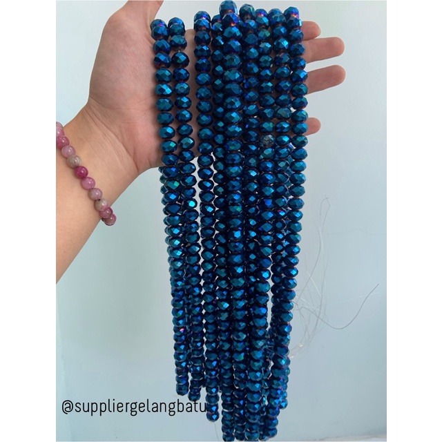 Crystal Ceko kilap 12mm biru metalik kerajinan blue metalic donat craf