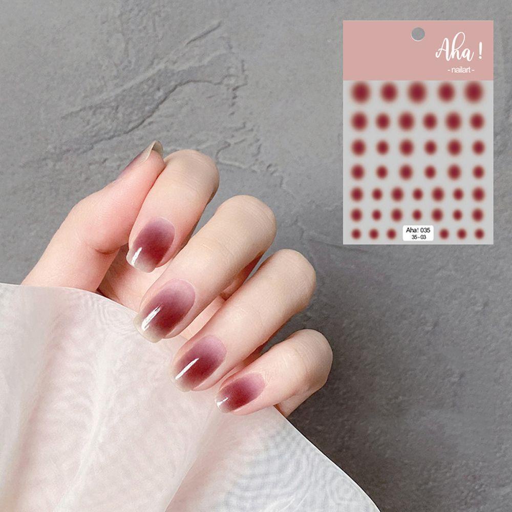 NEEDWAY Blush Stiker Kuku Gadis Manis Perekat Diri Tembus Blush Colorful DIY Nail Art Dekorasi