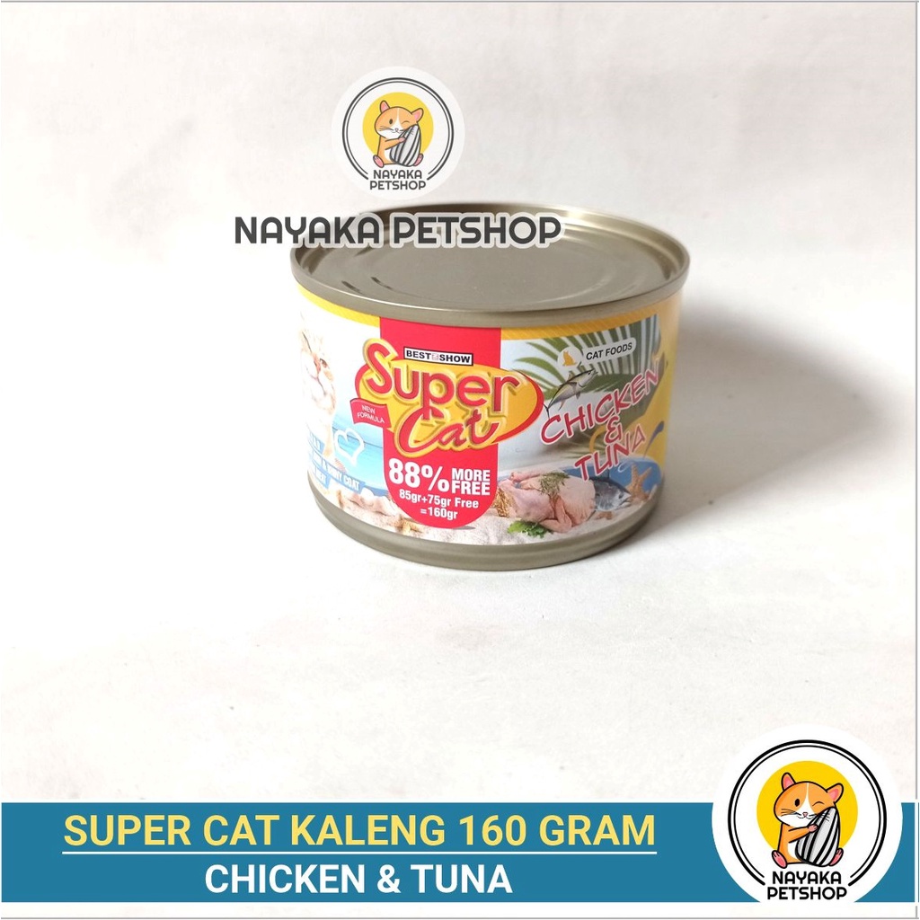 Supercat Kaleng 160 gr Chicken Tuna Adult Pakan Kucing Basah Super Cat Makanan Wet Food