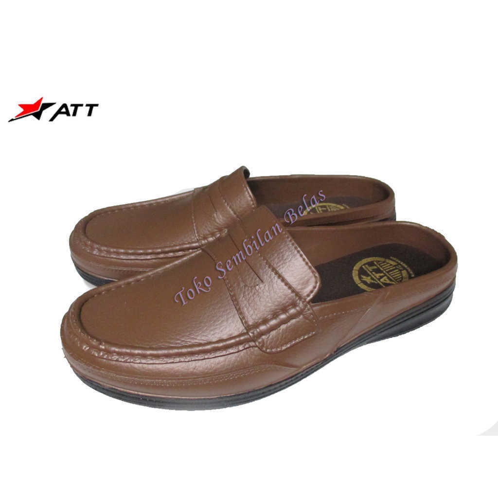 Sepatu Sandal Karet Slip On Coklat/Sepatu Karet Selop Coklat Casual ATT Bustong/Sepatu Sandal/Sepatu Selop