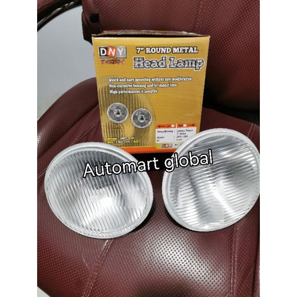 head lamp lampu depan 7 inch bulat h4 set 2pc