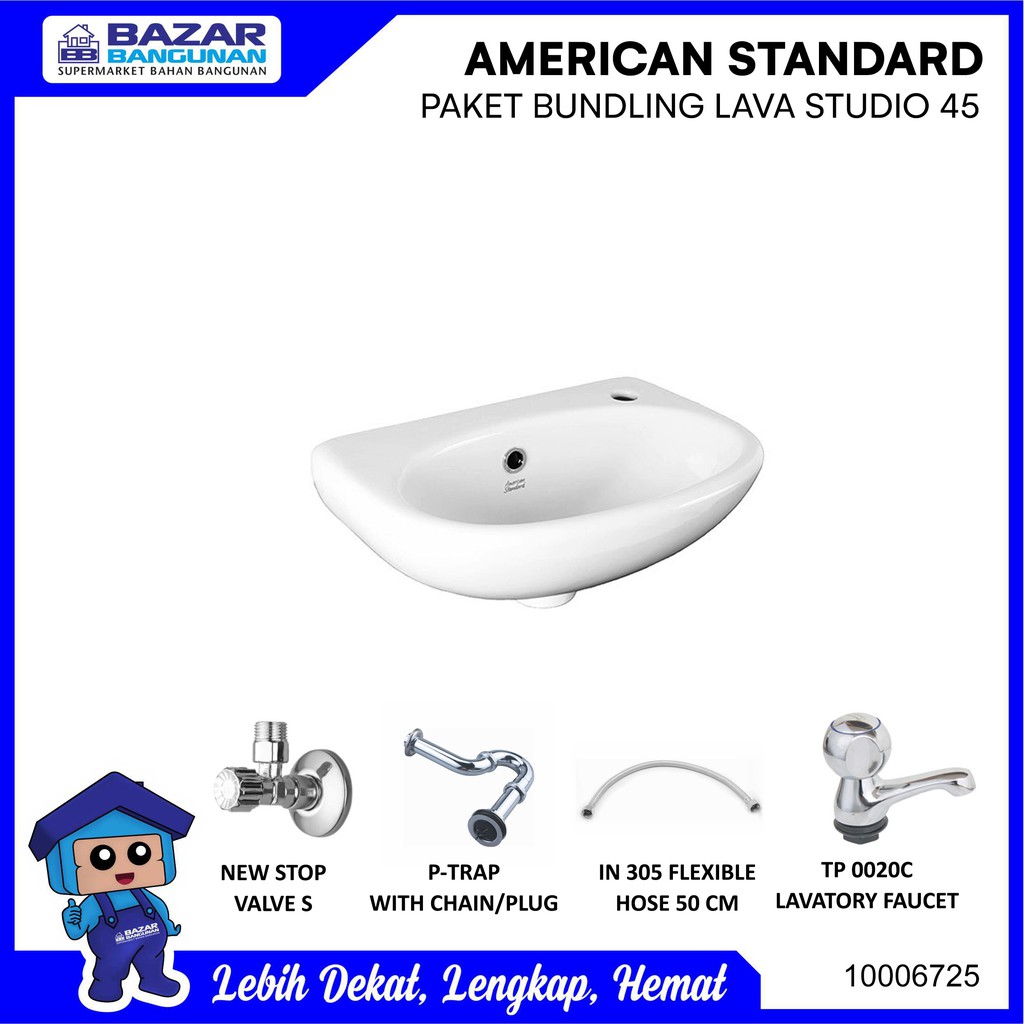 American Standard - Paket Washtafel Wastafel Basin Paket Lava Studio 45