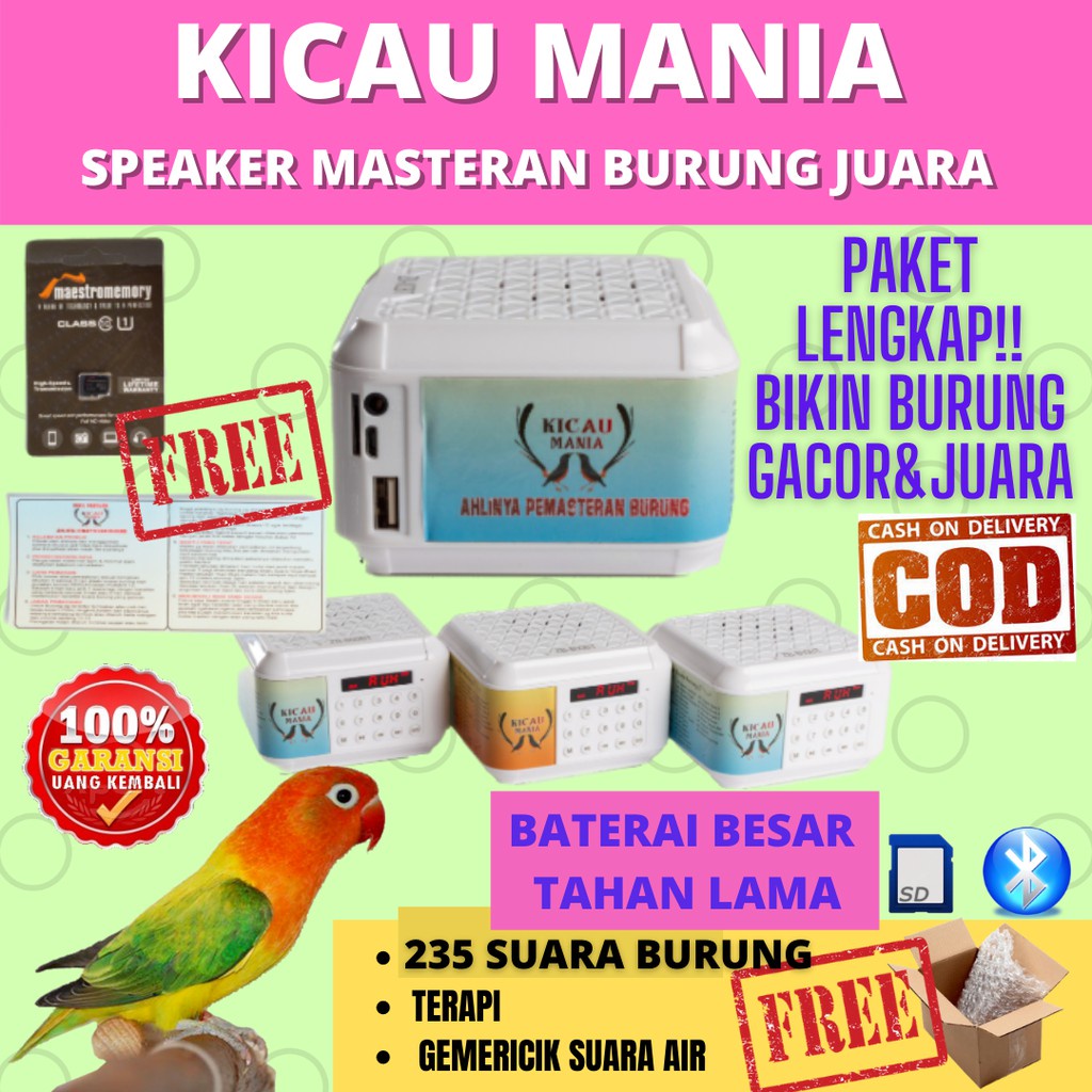 Speaker Masteran Burung Kicau 235 Isian ZB800BT Batery 1200mah termurah dan terlengkap up to 21 jam