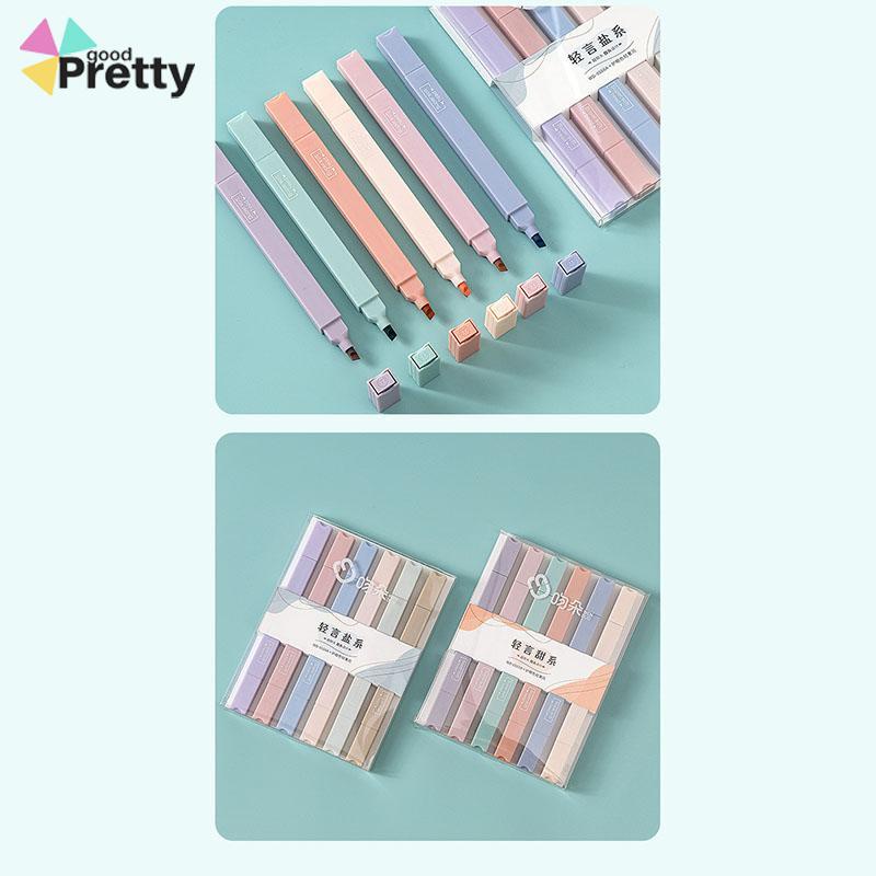 Morandi 6 Pcs/set Berwarna Neon Pena Kepala Ganda Pena Stabilo Seni Spidol Siswa Spidol Anak Alat Tulis - PD