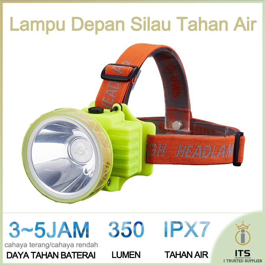 ITS 50W Headlamp Outdoor Original IPX7 Tahan air Headlight 350Lumen 2200mAh Lampu Selam Profesional 3Mode Pencahayaan Baterai isi ulang