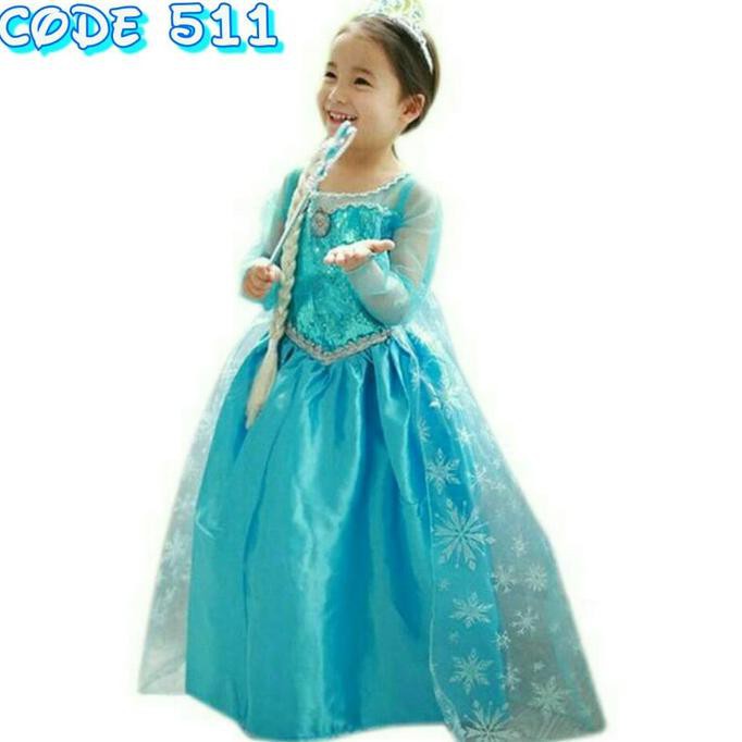 baju elsa frozen / baju pesta ultah anak frozen elsa biru 511