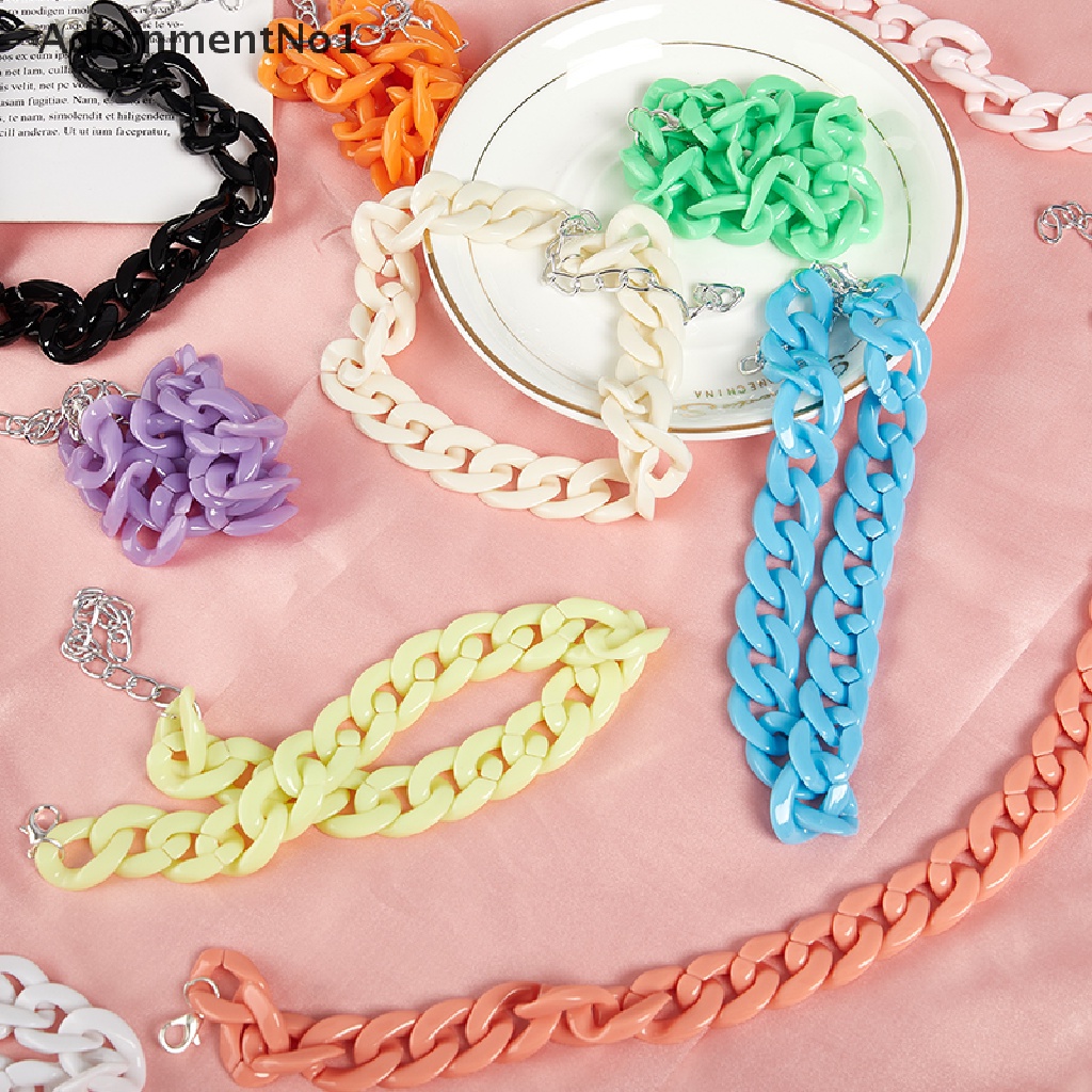 (AdornmentNo1) Kalung Choker Rantai Tebal Bahan Akrilik Warna Putih Untuk Pria / Wanita