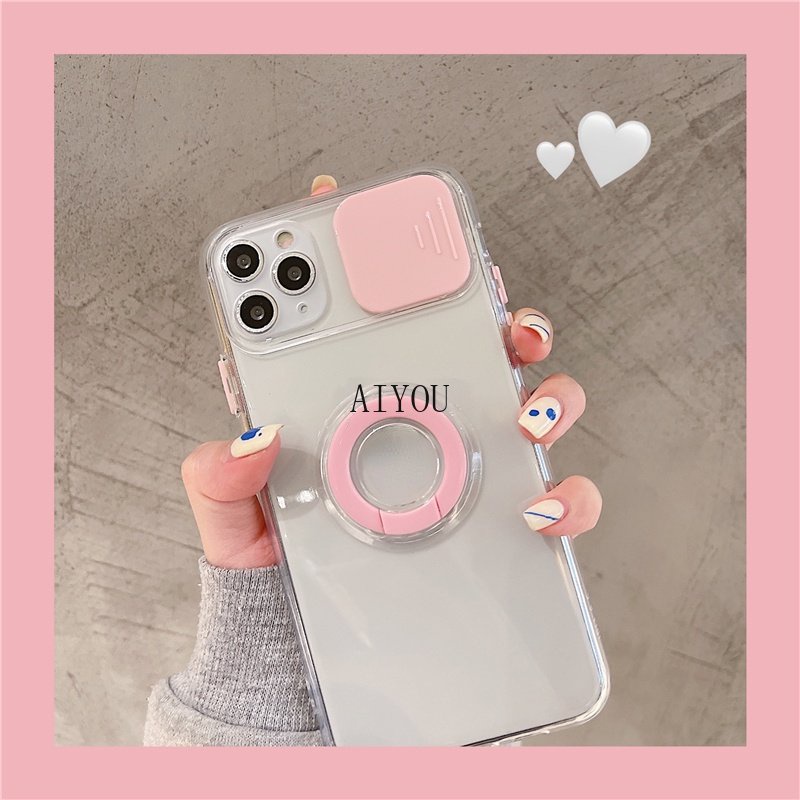 Case Iphone 14 11 PRO MAX IPHONE 12 MINI IPHONE 12 PRO MAX Camera Slide Clear With Ring Iring Stand