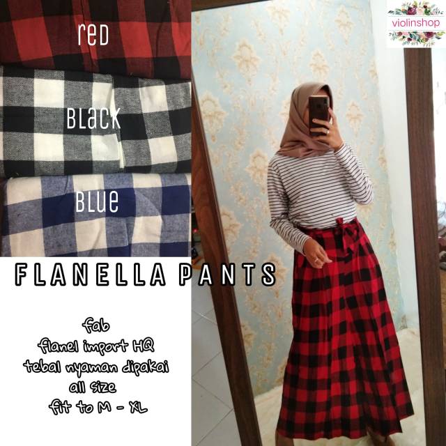 Kulot Flanel Kotak  Kotak  Import  Tebal Nyaman All Size 