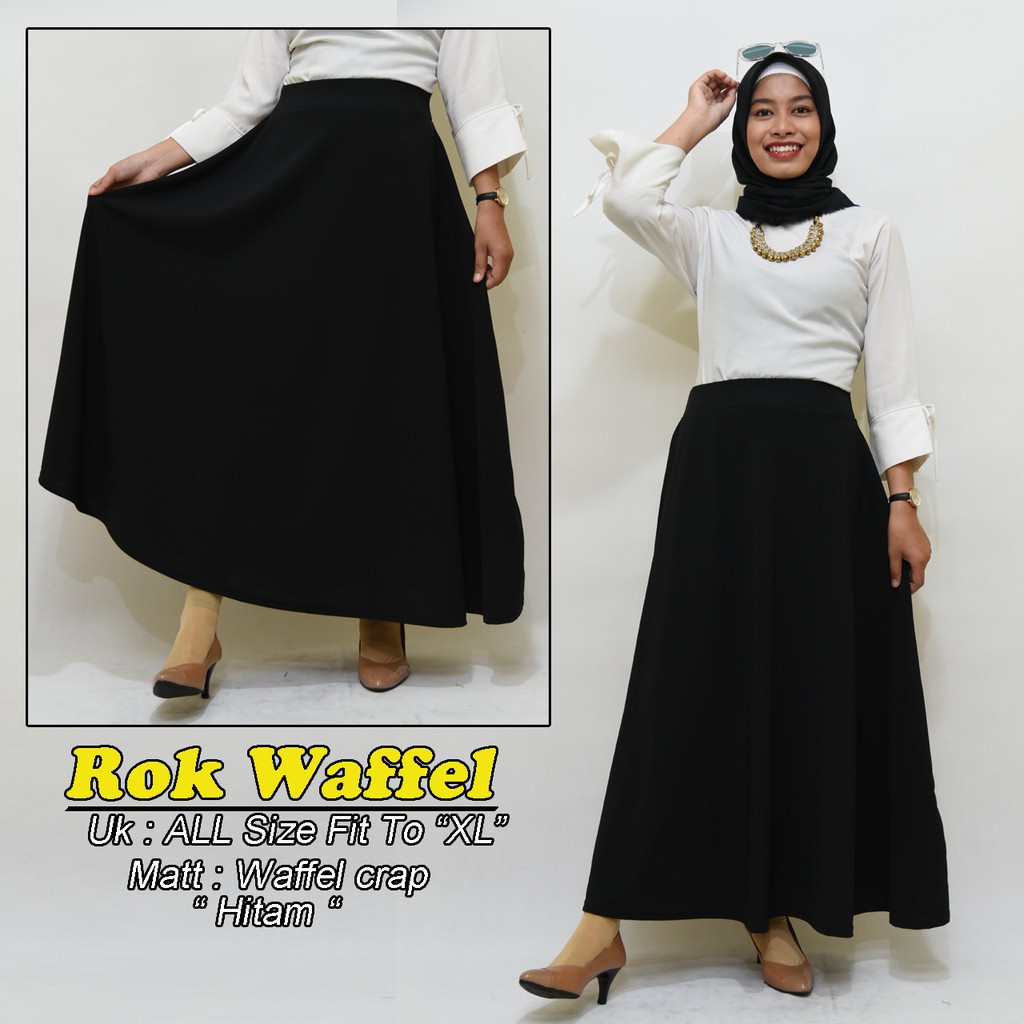 ROK MAYUNG - Flare Maxi Skirt - Rok Wafel Bawahan Polos Panjang Crepe Tebal