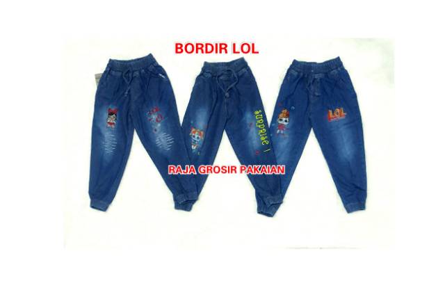 Celana Jogger Jeans Anak Usia 1-14 Thn / Gambar Bordir Bisa Di Pilih