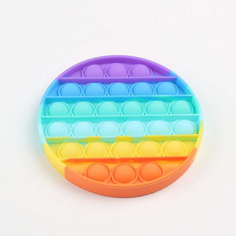 MAINAN POP IT FIDGET TOY/ Mainan Gelembung Push ANTI Stress SILICONE / Mainan untuk Anti Stress-BULAT RAINBOW
