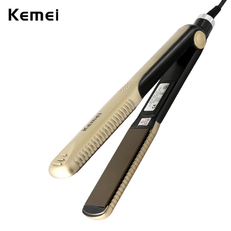 

Kemei Pelurus Rambut Basah dan Kering Keramik Portabel Straighting Flat Irons Styling Alat Curling