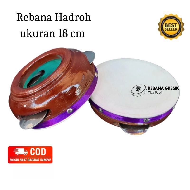 rebana hadroh ukuran 18 cm Rebana, Alat Musik Terbangan Untuk Anak rebana kotek kricik kompang