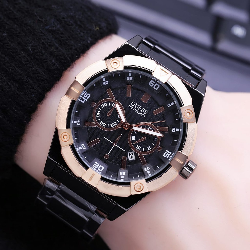 jam tangan pria guess tangal aktif stainles steel