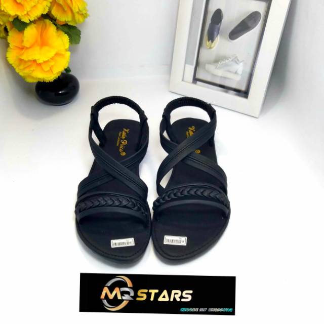 mqstars Sandal Wanita Flat Tali kepang Tengah