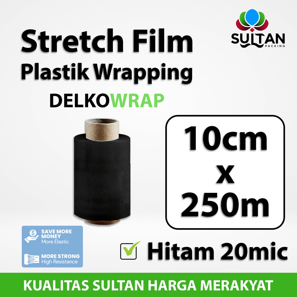 

Plastik Wrapping Stretch Film 10cm x 250m DELKOWRAP HITAM SATUAN