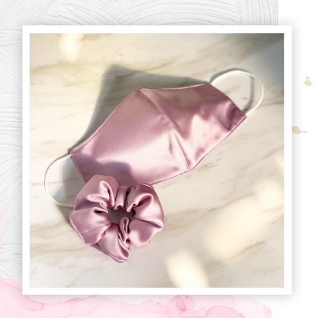 MASKER KAIN SILK LILAC / MASKER SILK LILAC / MASKER SATIN LILAC PREMIUM