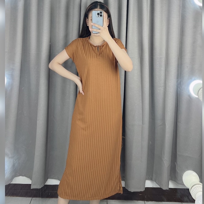 Maxi dress V rib | Long dress import